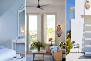 from left: Pietra & Mare (Kalo Livadi, Mykonos), Boheme (Chora, Mykonos), Meli Meli (Imerovigli, Santorini)